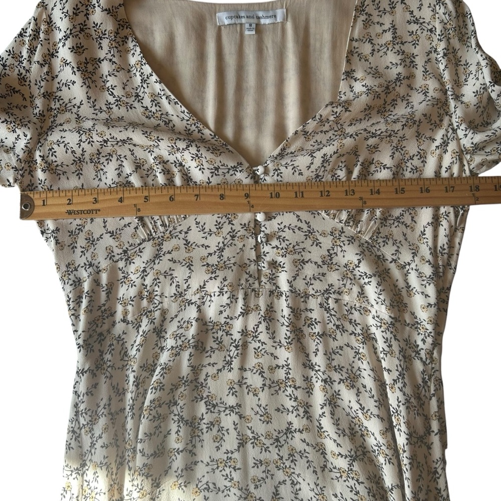 Cupcakes and cashmere dress boho tan floral spring cottagecore womens Size 8 - Picture 10 of 16